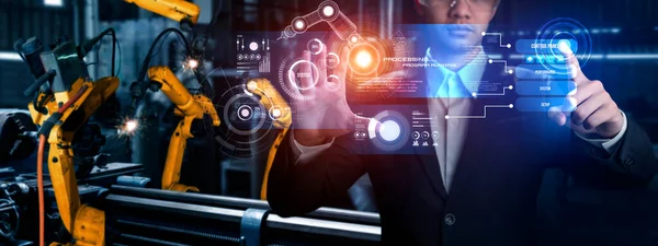 Advanced robot arm system for digital industry and factory robotic technology — Stock Photo, Image