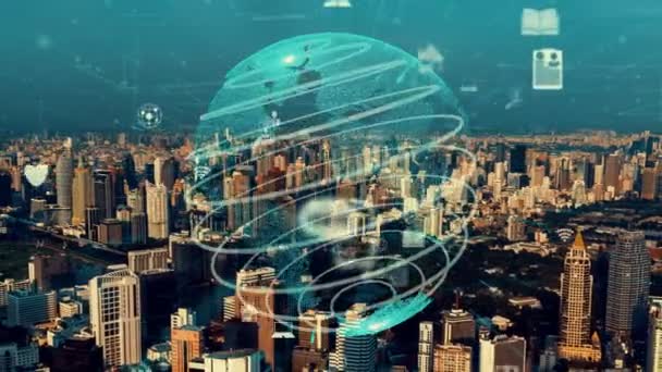 Globale Vernetzung und die Modernisierung des Internetnetzes in Smart City — Stockvideo