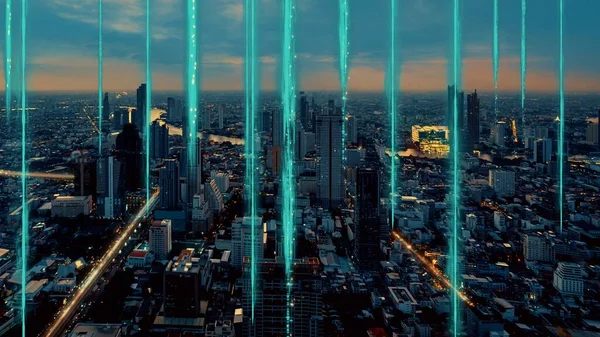 Smart ville numérique avec mondialisation graphique abstrait montrant le réseau de connexion — Photo