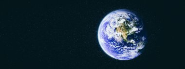 Dünya gezegeninin uzaydan görünüşü gerçekçi dünya yüzeyini ve dünya haritasını gösteriyor