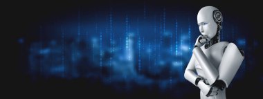 Yapay zeka robotunun bilgi verilerini analiz ettiğini düşünüyorum.