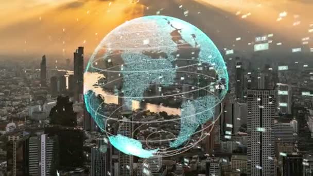 Global connection and the internet network modernization in smart city — Stock Video