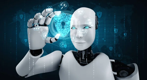 KI-Roboter nutzt Cyber-Sicherheit zum Schutz der Privatsphäre — Stockfoto
