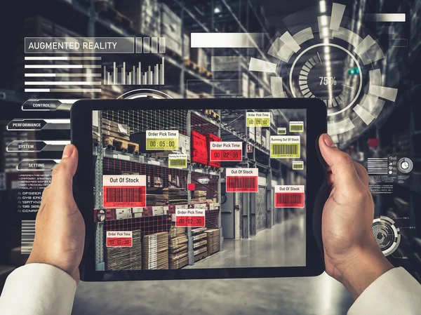 Smart warehouse management system using augmented reality technology — Stock Photo, Image