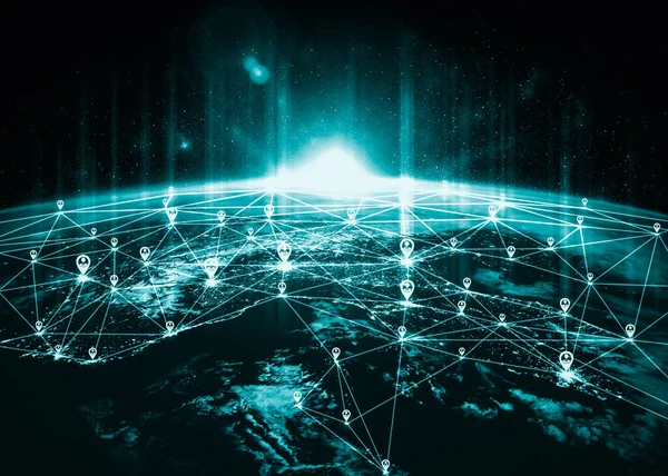 Rede de pessoas e conexão global à terra na percepção inovadora — Fotografia de Stock