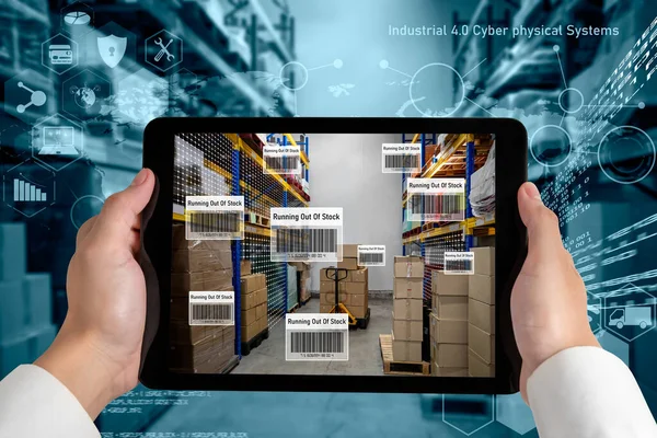 Smart warehouse management systeem met augmented reality technologie — Stockfoto