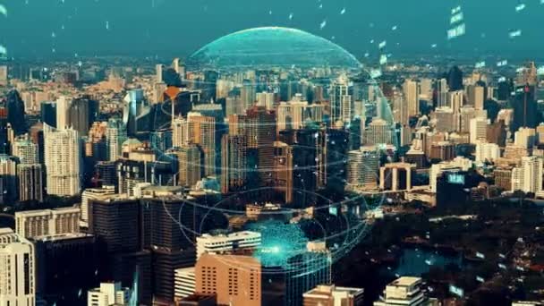 La conexión global y la modernización de la red de Internet en la ciudad inteligente — Vídeos de Stock