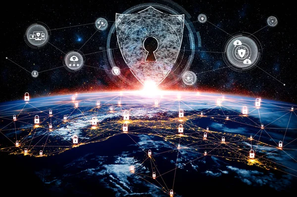 Tecnologia de segurança cibernética e proteção de dados on-line na percepção inovadora — Fotografia de Stock