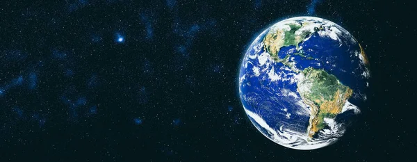 Dünya gezegeninin uzaydan görünüşü gerçekçi dünya yüzeyini ve dünya haritasını gösteriyor — Stok fotoğraf