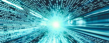 Hızlı aktarım görüşü oluşturmak için yolda hareket bulanıklığı olan dijital veri akışı