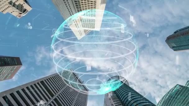 Global connection and the internet network modernization in smart city — Stock Video