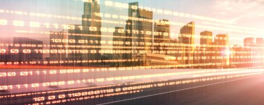 Hızlı aktarım görüşü oluşturmak için yolda hareket bulanıklığı olan dijital veri akışı