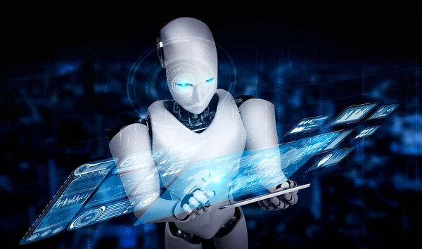 Robot humanoid using tablet computer for big data analytic