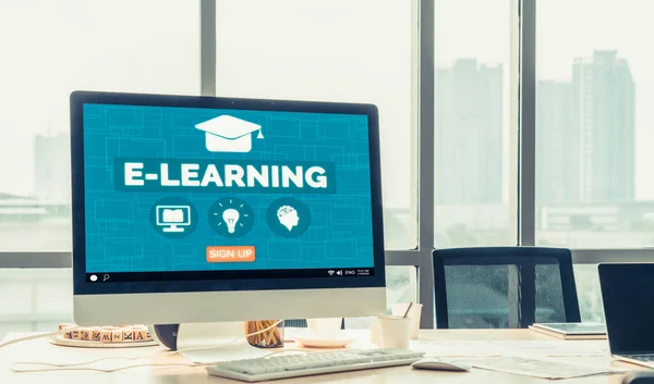 E-learning y Educación en Línea para Estudiantes y Conceptos Universitarios. — Foto de Stock