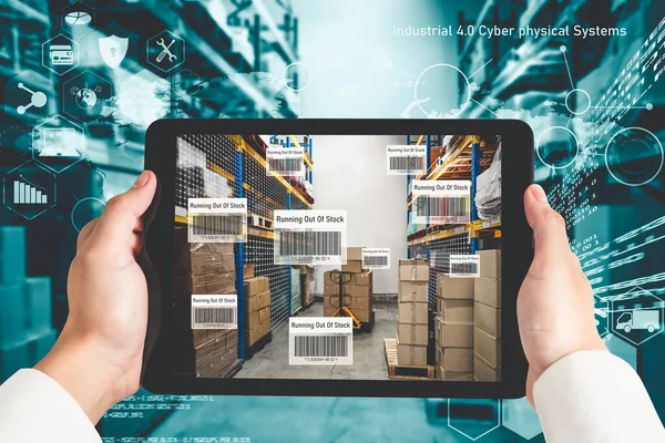 Smart warehouse management systeem met augmented reality technologie — Stockfoto