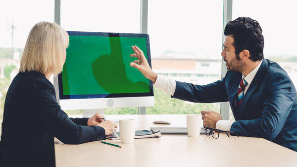 Business people in the conference room with green screen