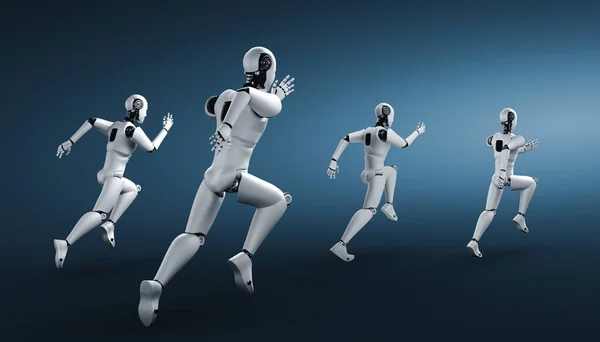 Running robot humanoid showing fast movement and vital energy