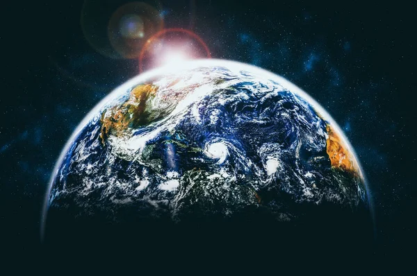 Πλανήτης γήινη άποψη σφαιρών από το διάστημα που παρουσιάζει τη ρεαλιστική επιφάνεια γης και τον παγκόσμιο χάρτη — Φωτογραφία Αρχείου