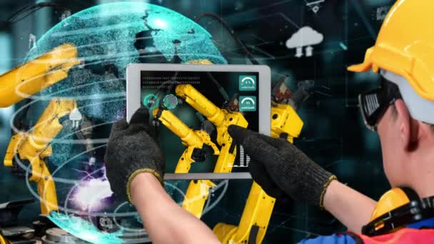 Smart industrirobotvåpen modernisering for nyskapende fabrikketeknologi – stockvideo