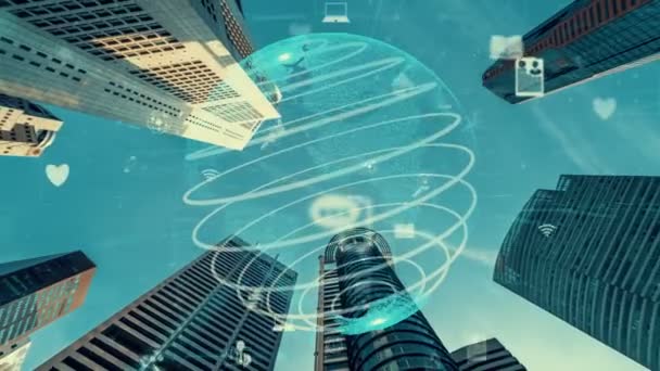 Global connection and the internet network modernization in smart city — Stock Video