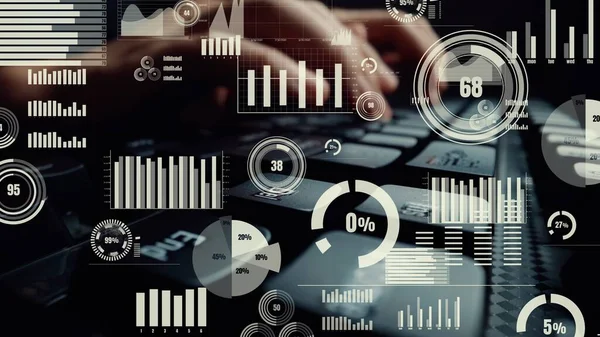 Kreative Visualisierung von Business Big Data und Finanzanalyse am Computer — Stockfoto