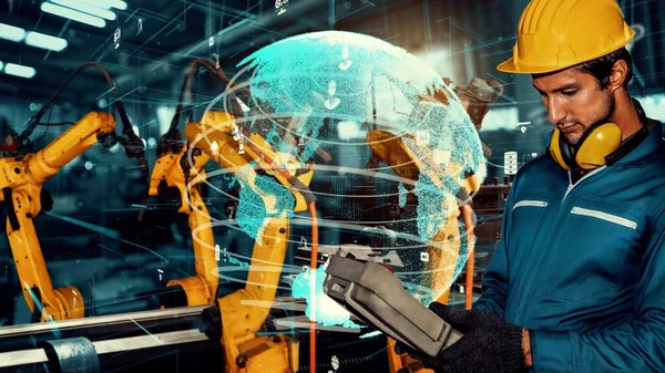 Modernizacja broni robotów inteligentnego przemysłu dla cyfrowej technologii fabrycznej — Zdjęcie stockowe