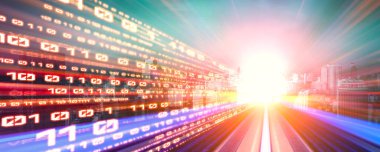 Hızlı aktarım görüşü oluşturmak için yolda hareket bulanıklığı olan dijital veri akışı