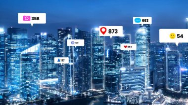 Şehirdeki sosyal medya simgeleri insanların ilişkilerini gösteriyor