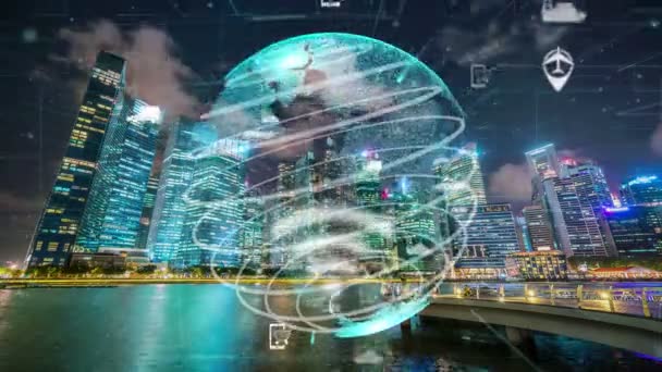 Connessione globale e modernizzazione della rete internet nelle smart city — Video Stock