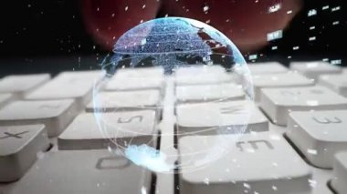 Matematik kodlama modernizasyonunun grafiğiyle çalışan adam