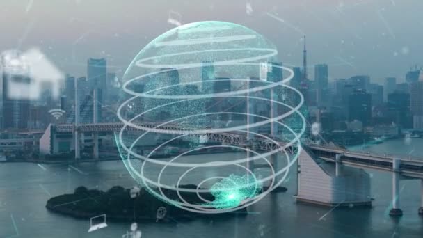 Connessione globale e modernizzazione della rete internet nelle smart city — Video Stock