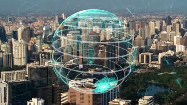 Globális kapcsolat és az internetes hálózat korszerűsítése intelligens városban — Stock videók