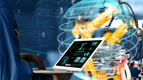 Smart industry robot arms modernization for innovative factory technology — Stock Photo, Image
