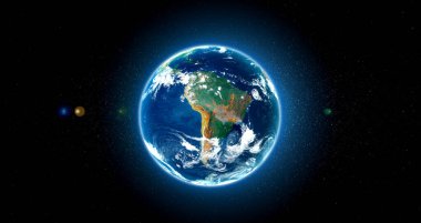 Planet earth globe view from space showing realistic earth surface and world map clipart