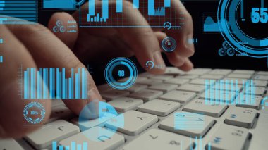 Bilgisayarda iş dünyasının yaratıcı görüntüsü büyük veriler ve finans analizi
