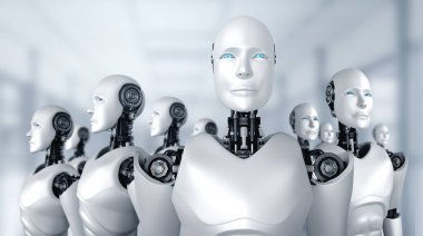 Robot insansı grubun 3 boyutlu çizimi