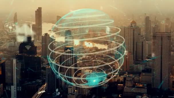 Globale Vernetzung und die Modernisierung des Internetnetzes in Smart City — Stockvideo