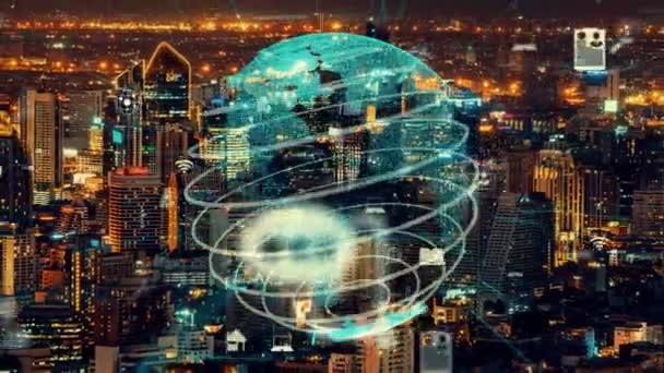 Connessione globale e modernizzazione della rete internet nelle smart city — Video Stock