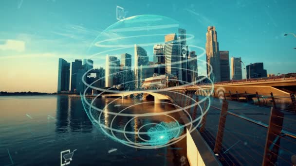 Connessione globale e modernizzazione della rete internet nelle smart city — Video Stock