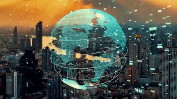 Connessione globale e modernizzazione della rete internet nelle smart city — Video Stock