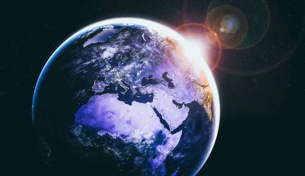 Planet earth globe view from space showing realistic earth surface and world map — Stock Photo, Image