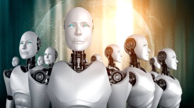 Robot insansı grubun 3 boyutlu çizimi