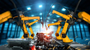 Fabrika üretim hattında montaj için mekanize endüstri robot kolu
