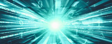 Hızlı aktarım görüşü oluşturmak için yolda hareket bulanıklığı olan dijital veri akışı