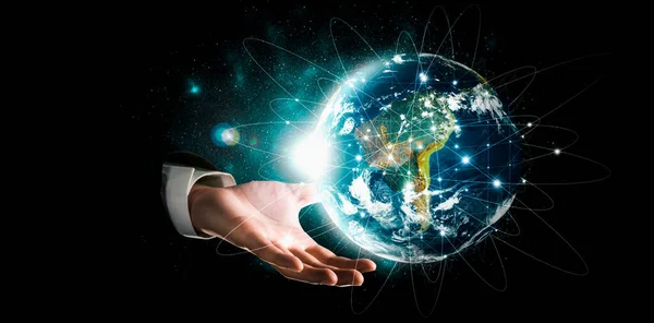 Globale Netzwerkverbindung über die Erde mit Verbindung innovativer Wahrnehmung — Stockfoto