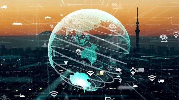 Küresel bağlantı ve internet ağının smar içinde modernizasyonu — Stok fotoğraf
