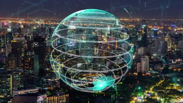 Globális kapcsolat és az internetes hálózat korszerűsítése intelligens városban — Stock videók