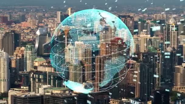 Conexão global e modernização da rede de internet na cidade inteligente — Vídeo de Stock