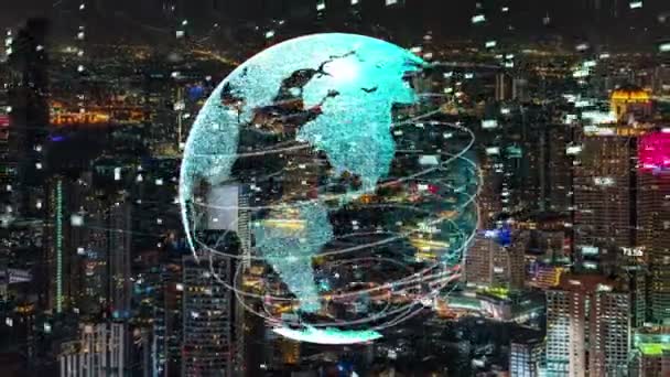 Akıllı şehirde küresel bağlantı ve internet ağı modernizasyonu — Stok video