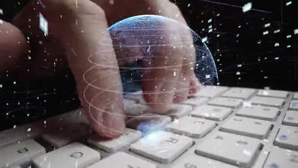 Homem trabalhando em computador com gráfico de modernização de codificação matemática — Vídeo de Stock